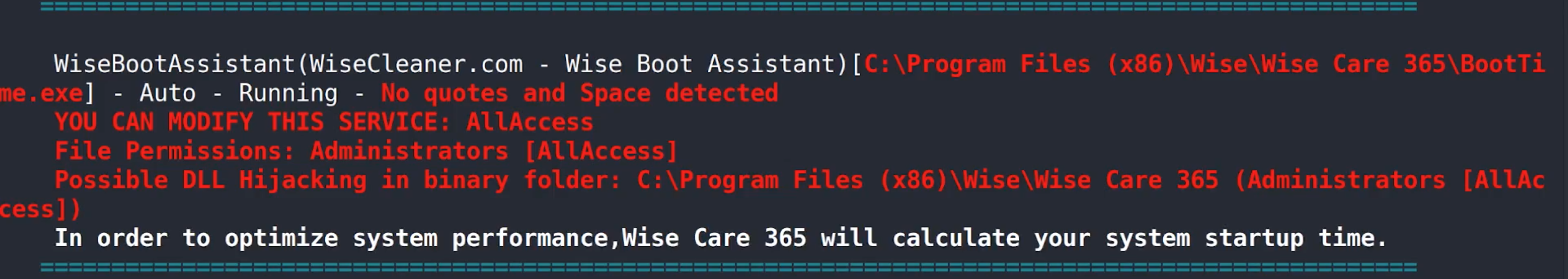 WiseCare Vulnerability Screenshot